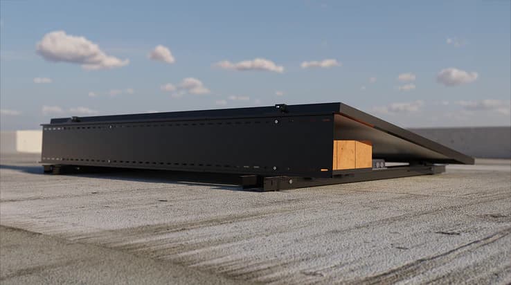 Flachdachhalterung Helios von Engel Lighting für Solarmodule, robuste PV-Montagelösung für Flachdächer und ebene Oberflächen